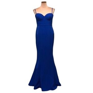 Elle Zeitoune Louisa Gown Maxi Dress Size Medium Indigo Blue